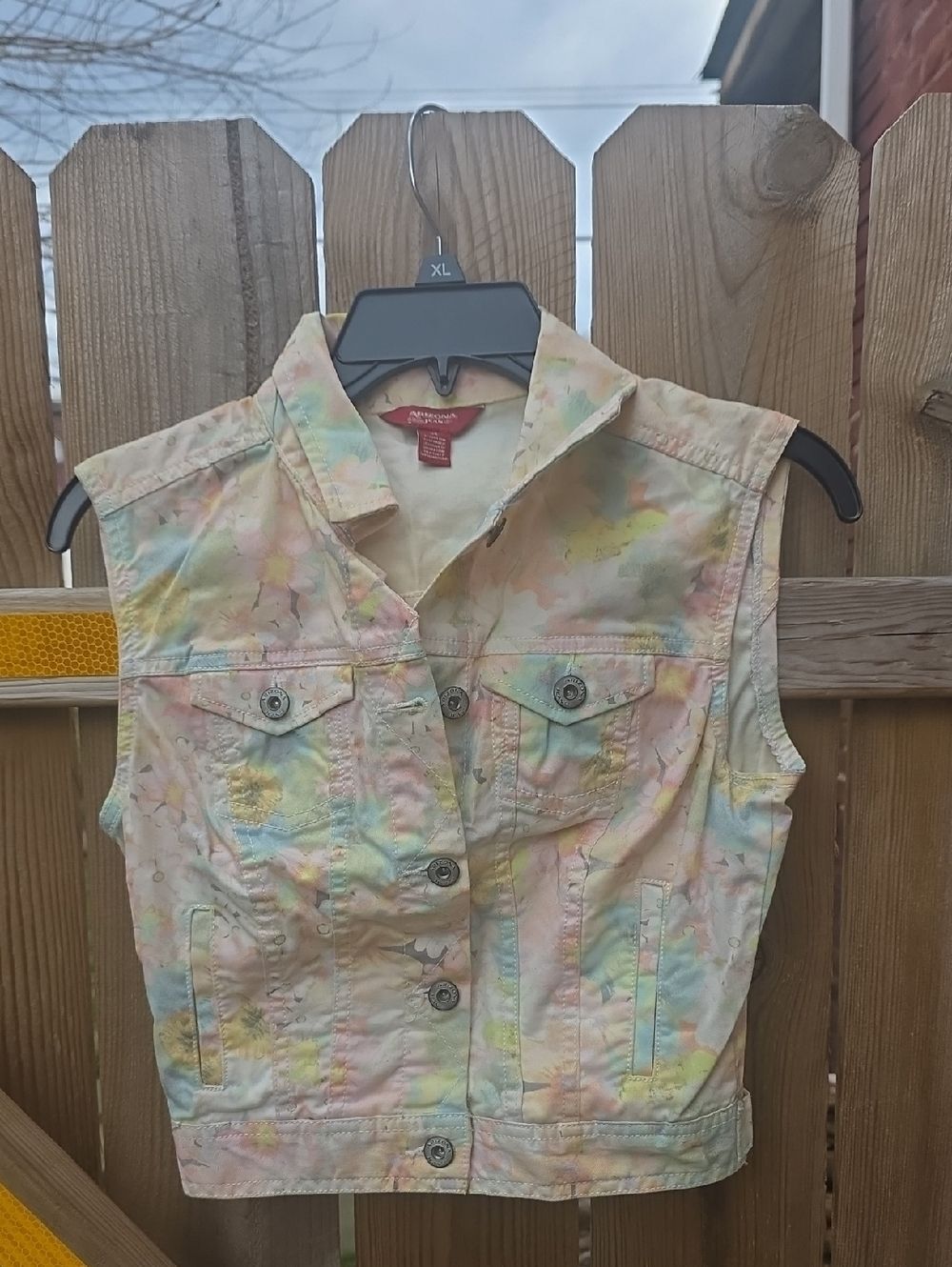 Sleeveless Tie-Dye Denim Vest in Pastel Colors